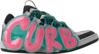 Lanvin Curb Patch Sneakers In Leather in Green at Nordstrom, Size 37