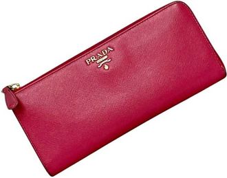 Prada Peonia Pink Leather Long Wallet (Bi-Fold) (Pre-Owned)
