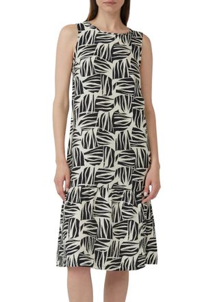 s.Oliver Midikleid S.OLIVER, Damen, Gr. 36, N-Gr, schwarz (ecru, schwarz), Web, Obermaterial: 84% Viskose, 16% Polyamid, bedruckt, regular fit kniebedeckend, R