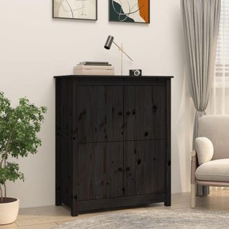 vidaXL vidaXL Credenza Nera 83x41,5x100 cm in Legno Massello di Pino