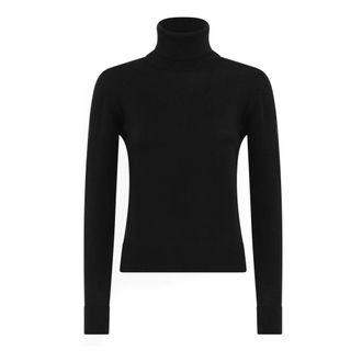 Alpha Studio Turtlenecks, female, Black, L, Black Merino Wool Turtleneck Jumper