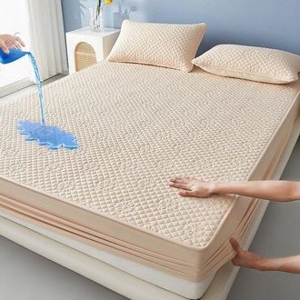 OEM Funda Colch&oacute;n + 2 Fundas Almohada, Capa Tpu Impermeable Transpirable, Colchones Hasta 28 Cm Grosor, Caqui, 90 X 200 Cm + Almohada 48 X 74 Cm