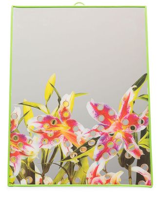 Seletti flower-print mirror - unisex - Plastic/glass - One Size - Green