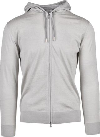 Eleventy Light Grey Wool Silk Men Zip Cardigan