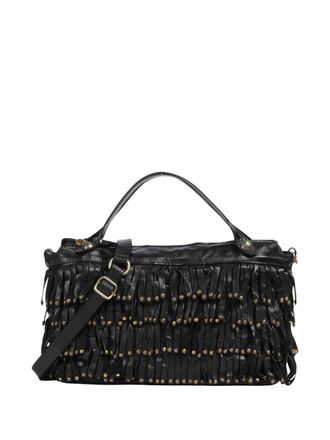 Campomaggi Fringed Black Calf Leather Shoulder Bag