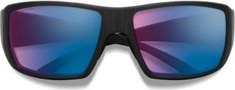 Smith Guides Choice 62mm Polarized Oversize Wraparound Sunglasses in Black /Rose Blue Mirror at Nordstrom