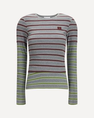 Ganni Double-sleeve striped cotton T-shirt Female XS