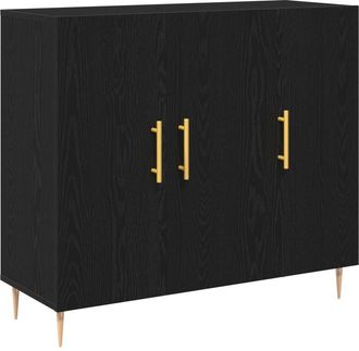 vidaXL Vitrina Roble negro 90 x 34 x 80 cm Madera contrachapada Vidaxl