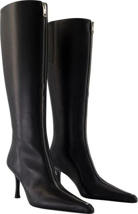Alexander Wang Womens Vera Knee-High Boot Black Calfskin Heels
