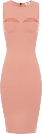 Elisabetta Franchi Kleedjes, Dames, Roze, L, Midi gebreide jurk met cut-outs