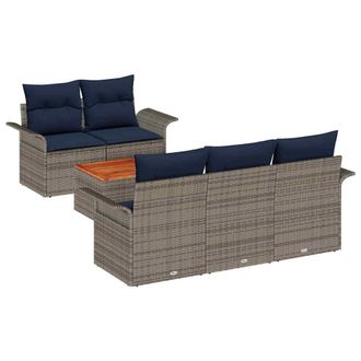 vidaXL Conjunto De Sof&aacute;s De Jard&iacute;n 6 Pcs Gris Rat&aacute;n Sint&eacute;tico Vidaxl