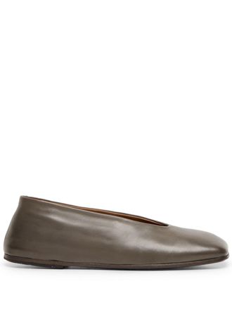 Mars&egrave;ll leather square-toe ballerina shoes - Brown