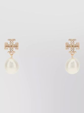Tory Burch moondance earrings crystal accents pearl studs