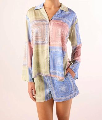 Misa Isme Long Sleeve Top In Pastel Tiles