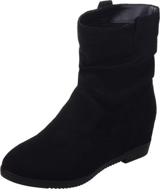 Generic less than 1 pound items Ladies Boots British Style Fashion Boots Suede Pleated Short Boots Side Zipper Boots Wide Fit Boots Flat Booties Wedge cowboy 