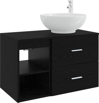 vidaXL Juego De Muebles De Ba&ntilde;o 2 Uds. Roble Negro Vidaxl