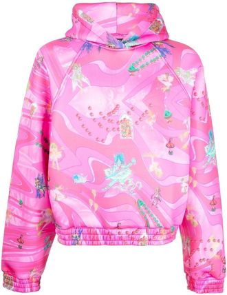 Liberal Youth Ministry graphic-print pullover hoodie - men - Polyester/Spandex/Elastane - L - Pink