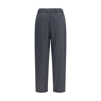 Brunello Cucinelli Womens Gray Wool Oves Aries Casual Pants
