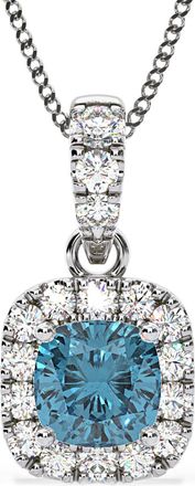 The Diamond Store Beatrice Blue Lab Diamond Cushion Cut Necklace 0.70ct in 18K White Gold - Elara Collection