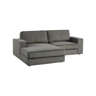 Sweeek Sof&aacute; esquinero izquierdo de pana, 3 plazas, gris