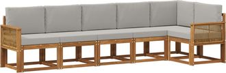 vidaXL Conjunto De Sof&aacute;s De Exterior 6 Uds. Natural Y Gris Claro Vidaxl