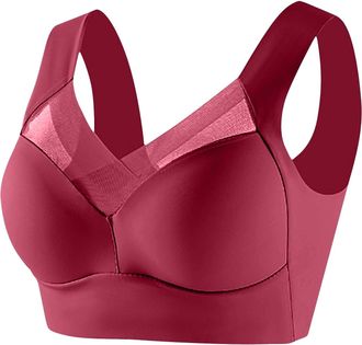 Generic Sexy Deep V Padded Bra Thin Laceless Comfortable Breathability Underwear Large Size Brater Buckle Female Neck Vest Bralette Wireless Comfort Everyday 