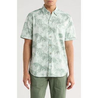 Tommy Bahama San Lucio Tides Bamboo Print IslandZone Short Sleeve Cotton Blend Button-Up Shirt in Oxidize Metal at Nordstrom, Size Xx-Large