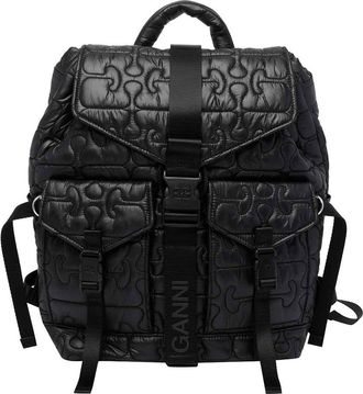 Ganni Black Re-Tech Quilted Backpack