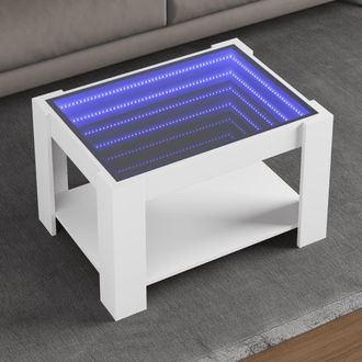 Berkfield Home Coffee Table with LED White 73x53x45 cm Engineered Wood | Size: 73 x 53 x 45 cm