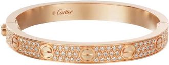 Cartier Full Pave Set Diamond Rose Gold Love Bracelet 17 with box and receipt Size S