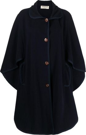 A.N.G.E.L.O. Vintage Cult 1980s cape-style single-breasted coat - women - Wool - S - Blue