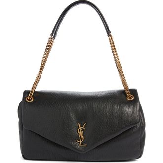 Saint Laurent Large Calypso Leather Shoulder Bag in Noir at Nordstrom