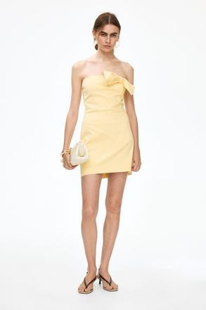 H&M Bow-detail Bandeau Dress in Light Yellow at Nordstrom, Size X-Small
