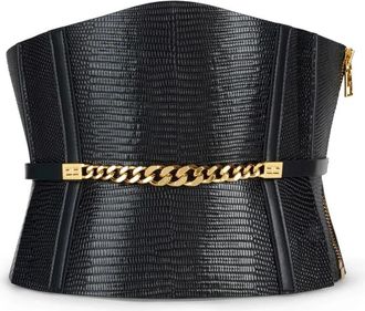 Elisabetta Franchi Bustier-stijl leren riem - Dames - Riemen - Zwart - S - Leer - Accessoires