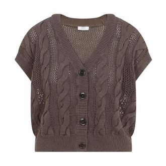 PESERICO Peserico, Cardigans, female, Brown, Size: XS Cotton Top