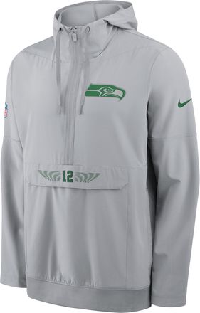 Nike Seattle Seahawks Rivalries Collection Sideline Anorak Nike Mens NFL 1/2-Zip Hooded Jacket in Grey | 03AT00DF78-MDB
