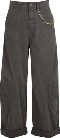 Souvenir Pantalone Barrel - Dames - Wijde Broeken - Groen - XS - Katoen - Broeken
