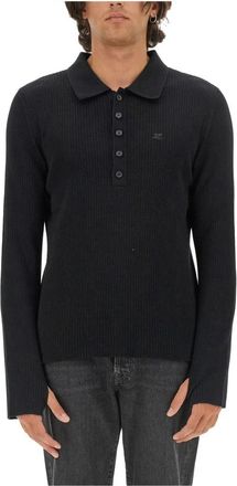 Courr&egrave;ges Lichtgewicht wollen polo - Heren - Polos - Zwart - S - Wol - Tops