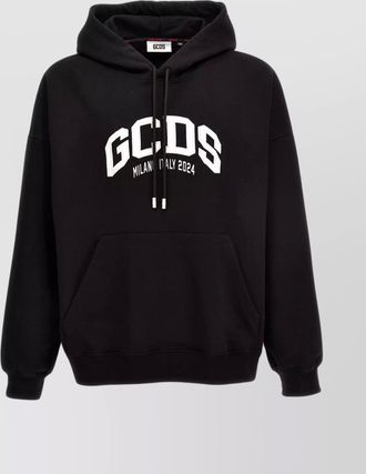 GCDS logo embroidery hoodie with hood and kangaroo pocket