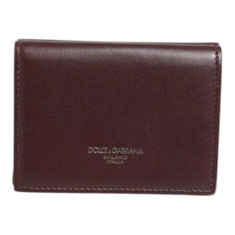 Dolce & Gabbana Wallets & Cardholders, male, Brown, Size: ONE SIZE Leather Embossed Logo Trifold Card Holder