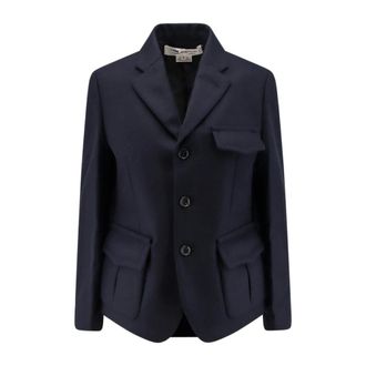 Comme Des Garçons Jassen, Dames, Blauw, S, Wol, Flap-Pocket Wool Blazer