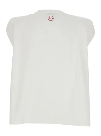 AG - Adriano Goldschmied Womens Top White Cotton Logo Back T-Shirts & Jerseys