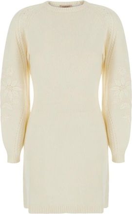 Twinset Madreperla Jurk - Dames - Kleedjes - Wit - S - Kleedjes