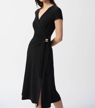 Joseph Ribkoff Silky Knit Wrap Dress In Black