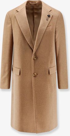 Lardini Cappotto in cammello con spilla iconica - LARDINI - gender_Man