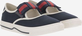 Gucci Girls Sneakers With Web Ribbon Navy Fabric