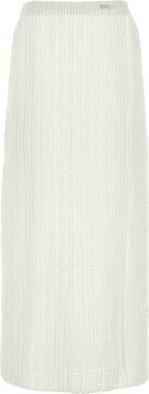 Ferragamo Womens White Cotton Skirt Bianco Exterior: Gonne