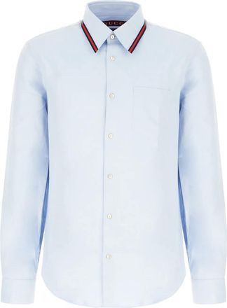 Gucci Web-stripe shirt - men - Polyester/Cotton - 18.5 - Blue