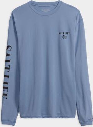 Salt Life Boneyard Long Sleeve SLX Performance Tee in Harbor Blue Heather at Nordstrom, Size Xx-Large