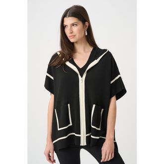 Joseph Ribkoff Dry Viscose Hooded Boxy Jacket in Black at Nordstrom